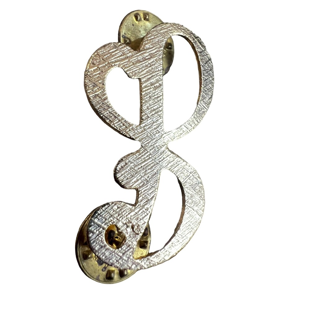 Vtg BROOCH Barbie Barbiecore GOLD TONE INITIAL MONOGRAM LETTER B PIN